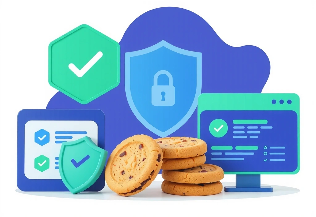 Ilustración conceptual sobre cookies digitales y seguridad web